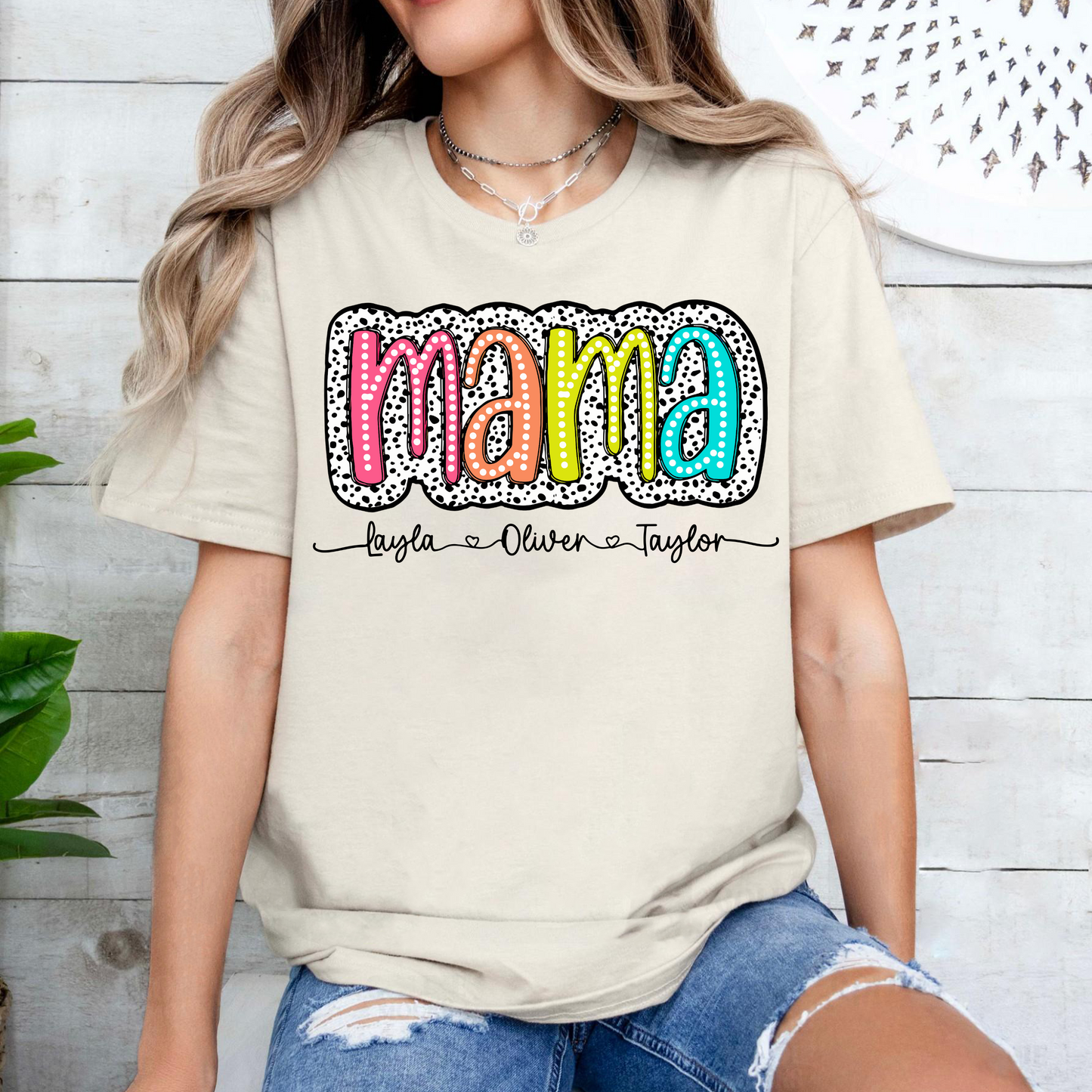 Personalisierte Mama Dalmatiner Design - Muttertags Geschenk mit Kindernamen