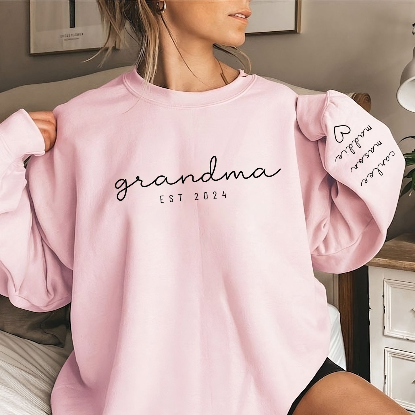 Personalisiertes Oma Shirt mit Kindernamen auf dem Ärmel - Oma Geschenk
