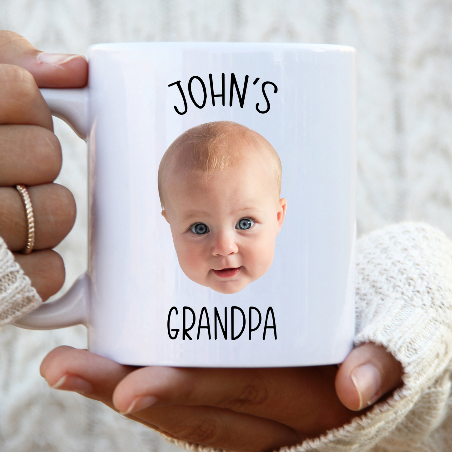 Personalisierte Babygesicht Kaffeetasse - Geburtstagsgeschenk für Opa