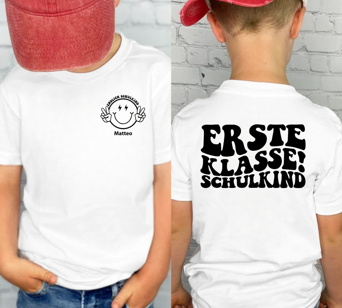 Erste Klasse rockt! Personalisiertes Schulkind Shirt - Shirt für den ersten Schultag des Schulkindes mit Namen
