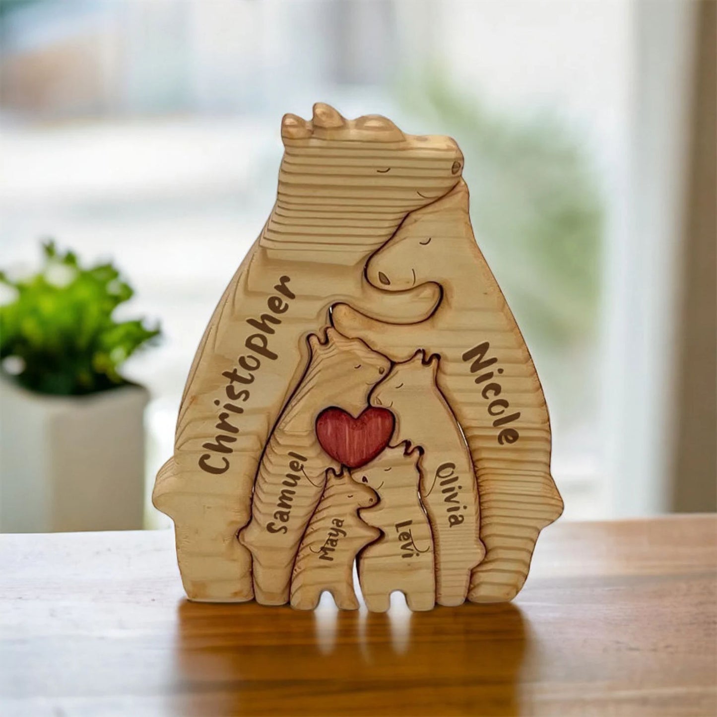 Personalisierte Holzbären-Puzzle, Familiengeschenk
