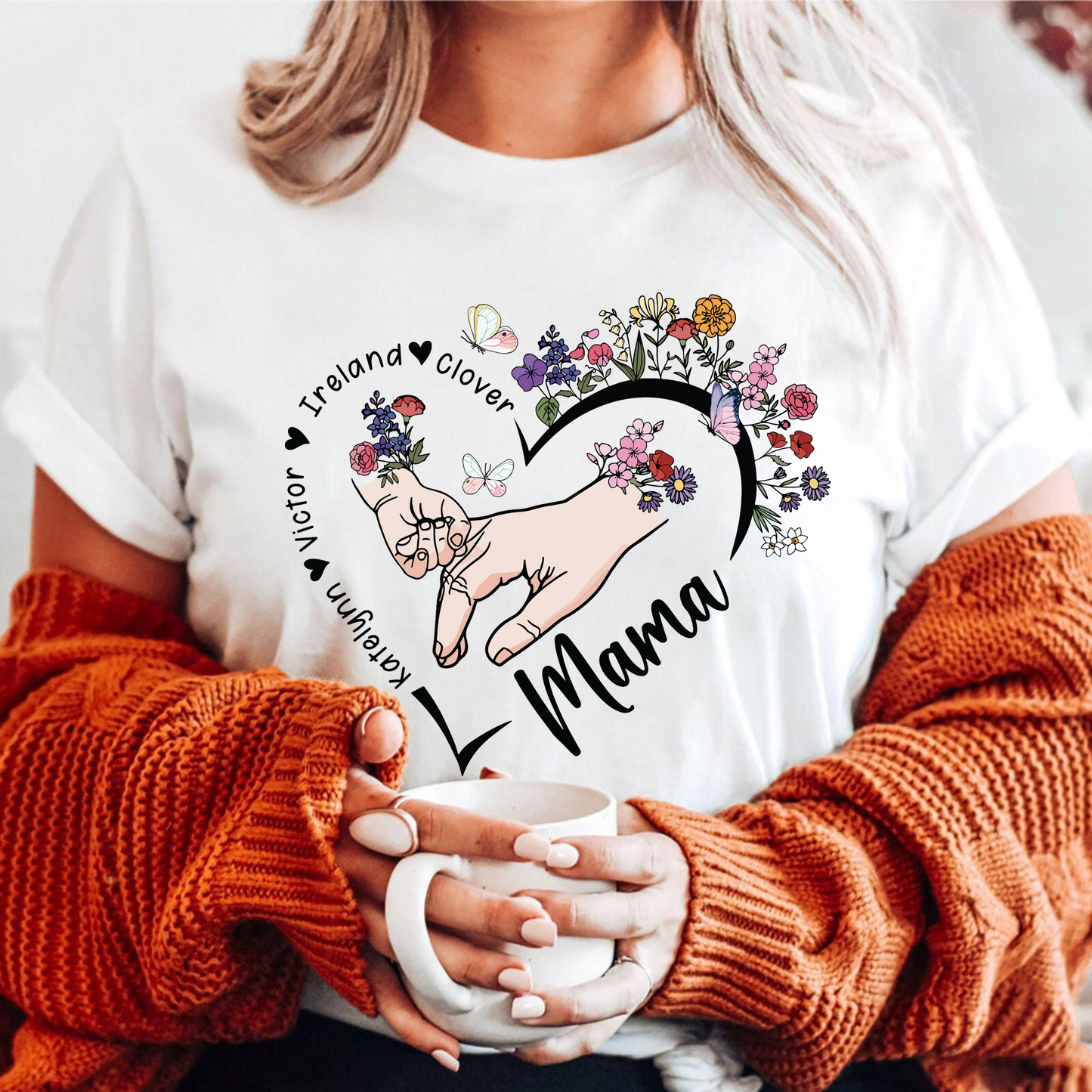 Custom 'Mom' Series Sweatshirt with Floral Heart - Choose Your Title & Add Names