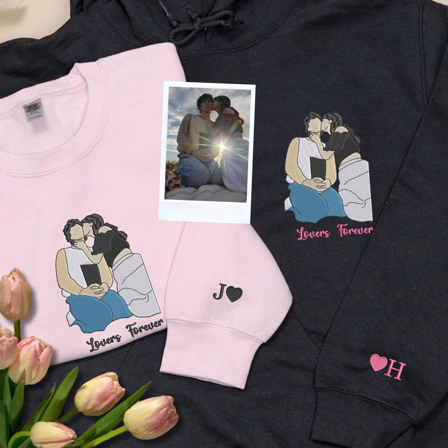 Personalisierter bestickter Porträt-Sweatshirt - Individuell gestalteter Foto-Hoodie