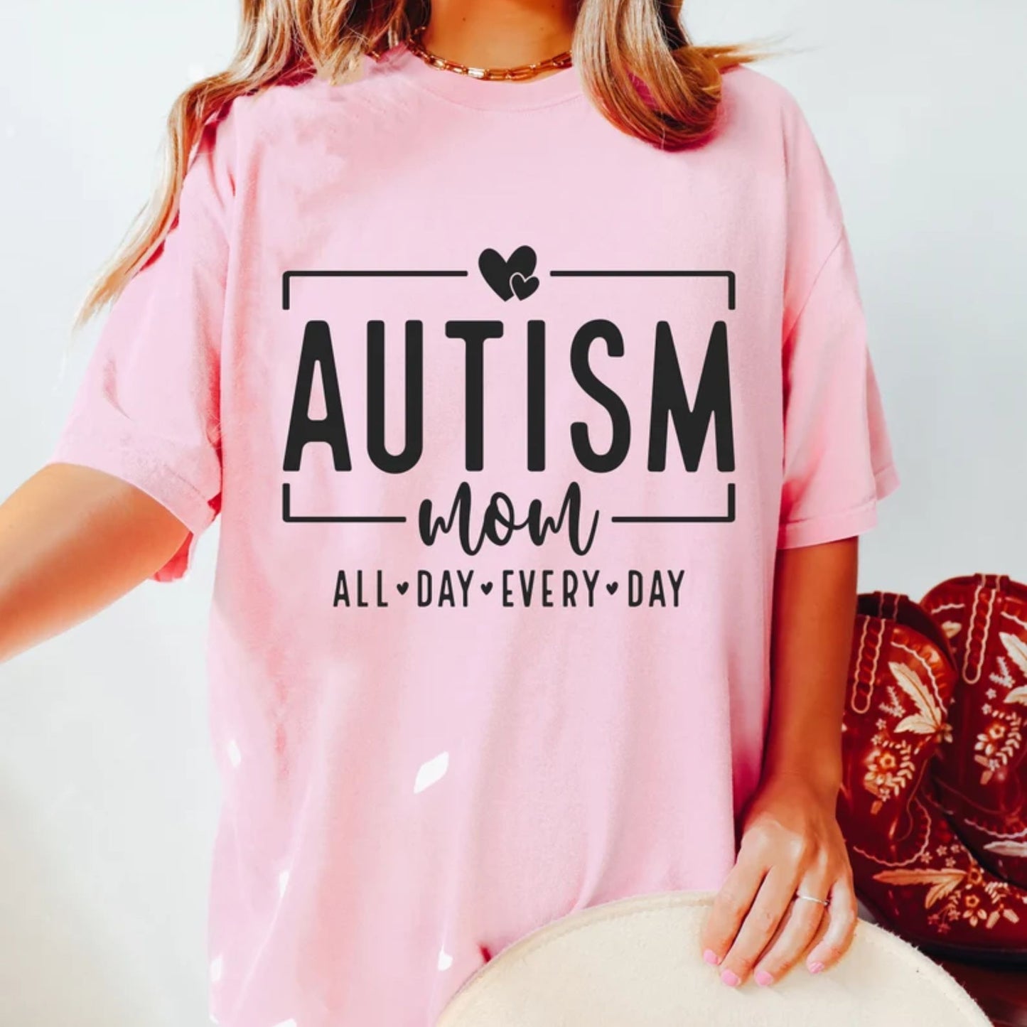 Autismus Mutter jeden Tag den ganzen Tag Shirt - Geschenk für Autismus Mama