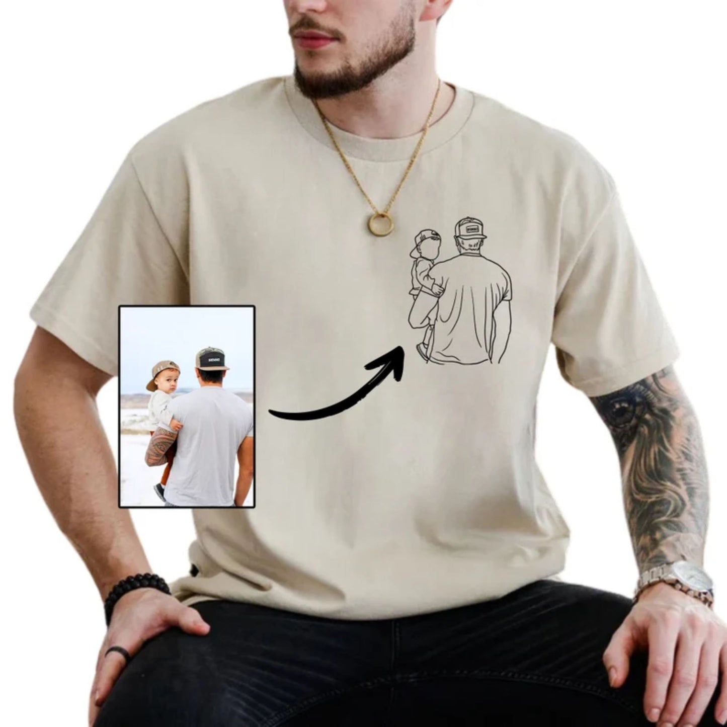 Individuelles Foto Shirt für Papa und Baby - Passendes Outfit für Papa und Baby