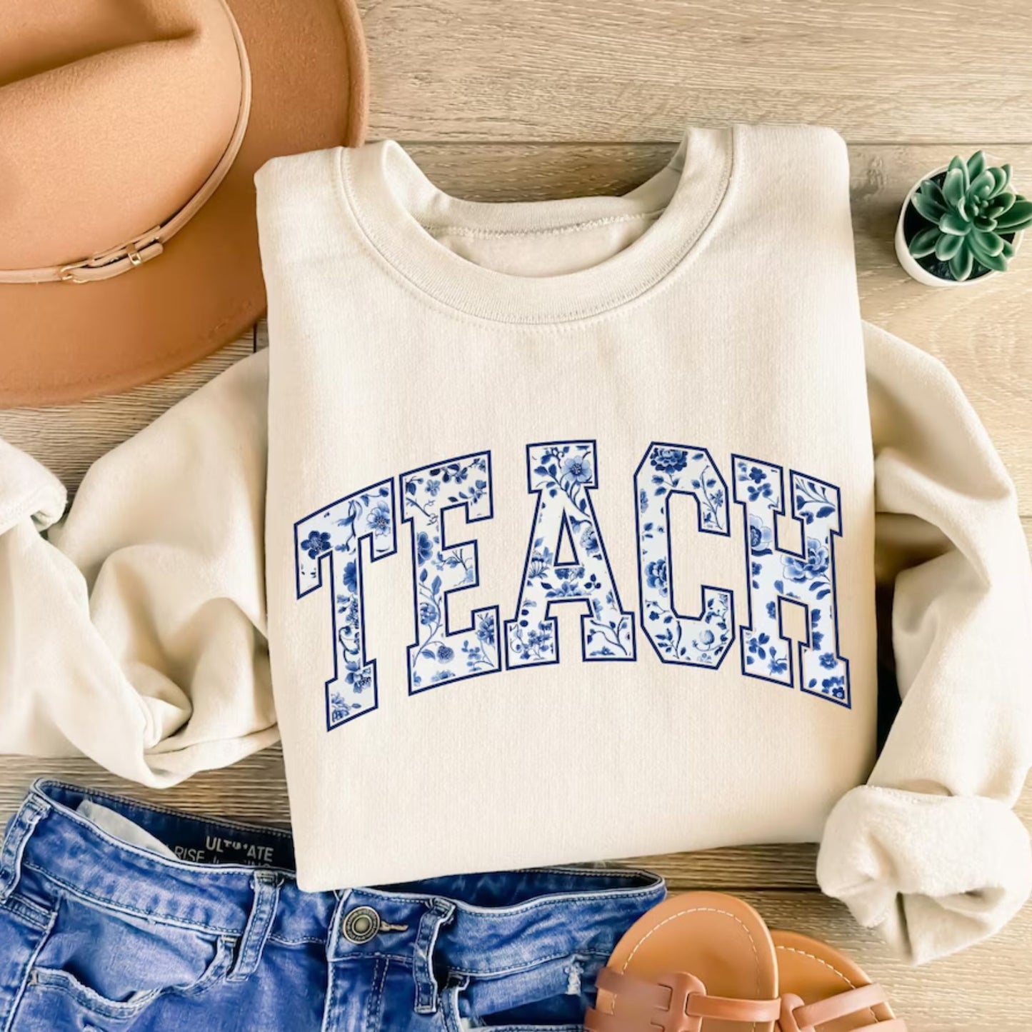 Florales Lehrerinnen-Sweatshirt, Geschenk zur Wertschätzung für die Lehrerin