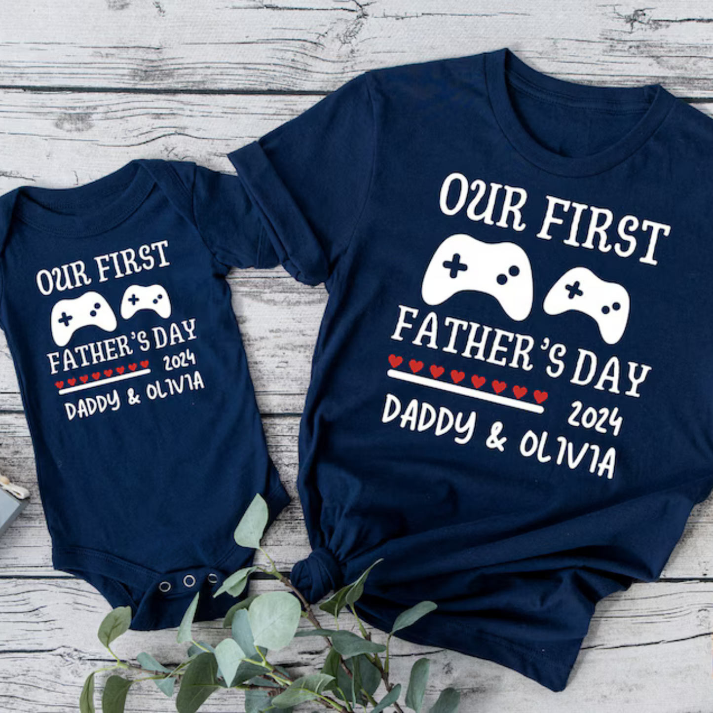 Gamer T-Shirts für Daddy und Mich - Personalisiertes Erstes Vatertagsgeschenk