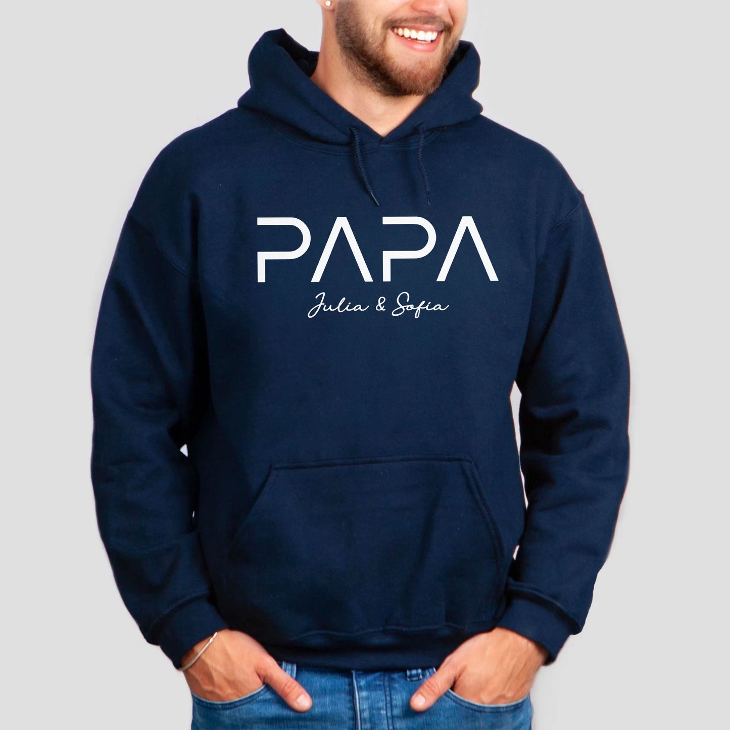 Personalisiertes Papa-Hoodie mit den Namen der Kinder - Geschenk für Papa