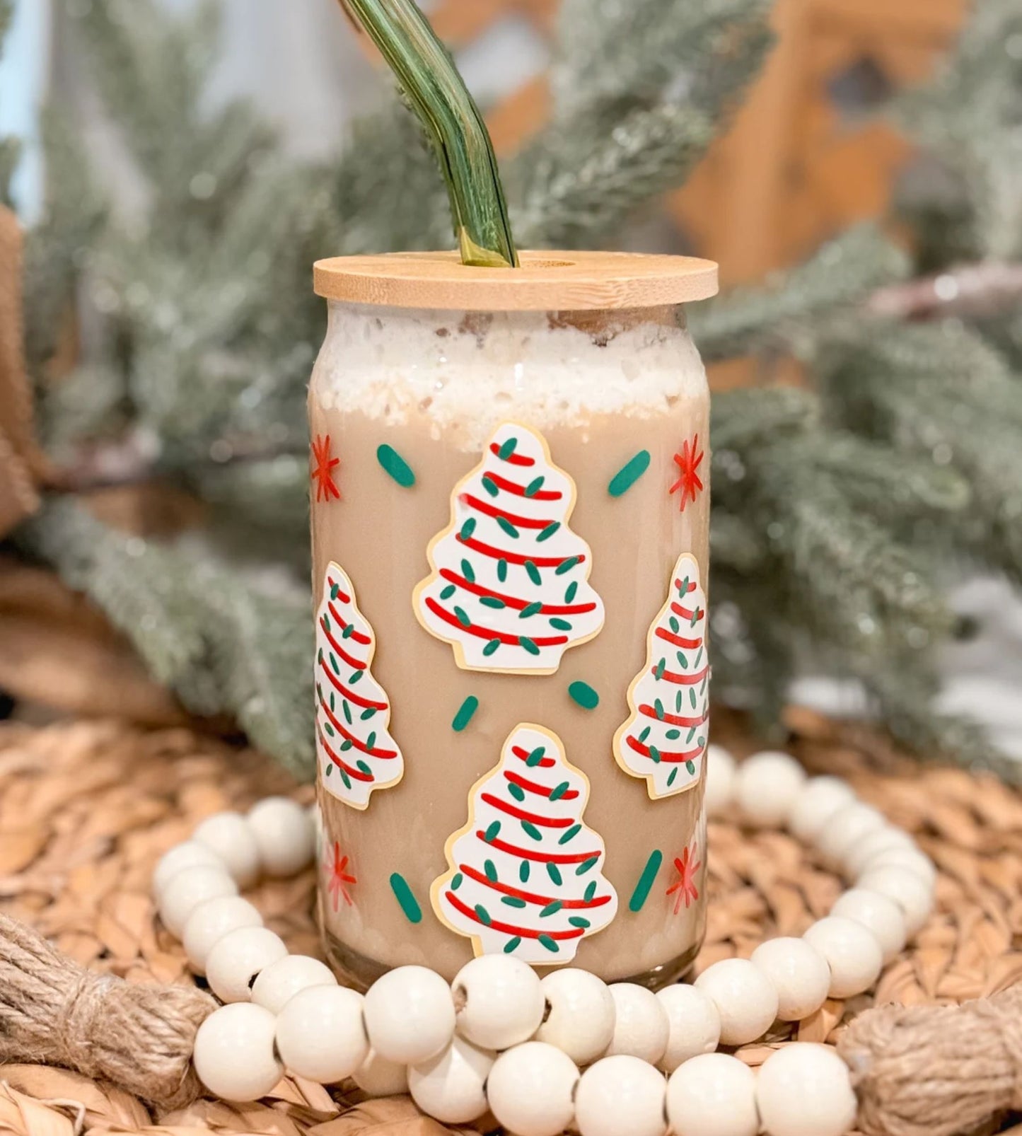 Weihnachtlicher Baum-Snackkuchen Eiskaffee-Glasbecher - Weihnachtsgeschenke