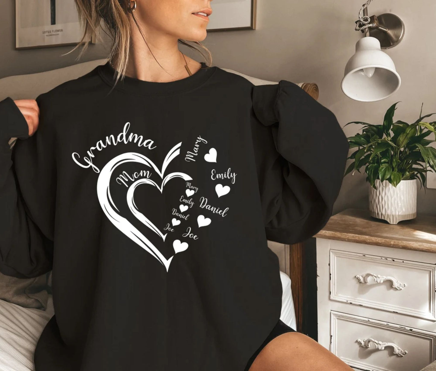 Personalisiertes Oma Herz Sweatshirt, Geschenk für Mama