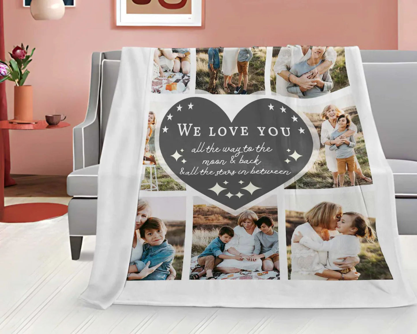Personalisierte Fotocollage Oma Decke - Geschenk für Oma