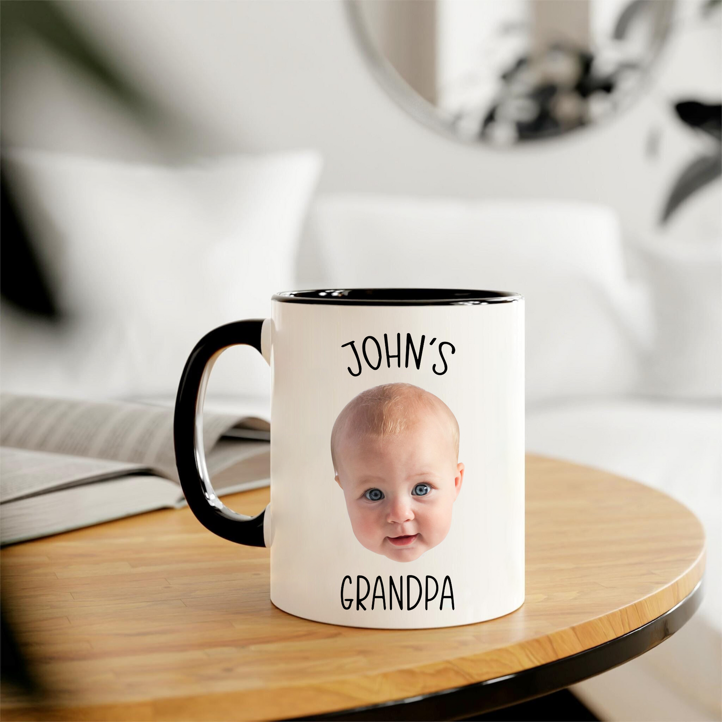 Personalisierte Babygesicht Kaffeetasse - Geburtstagsgeschenk für Opa
