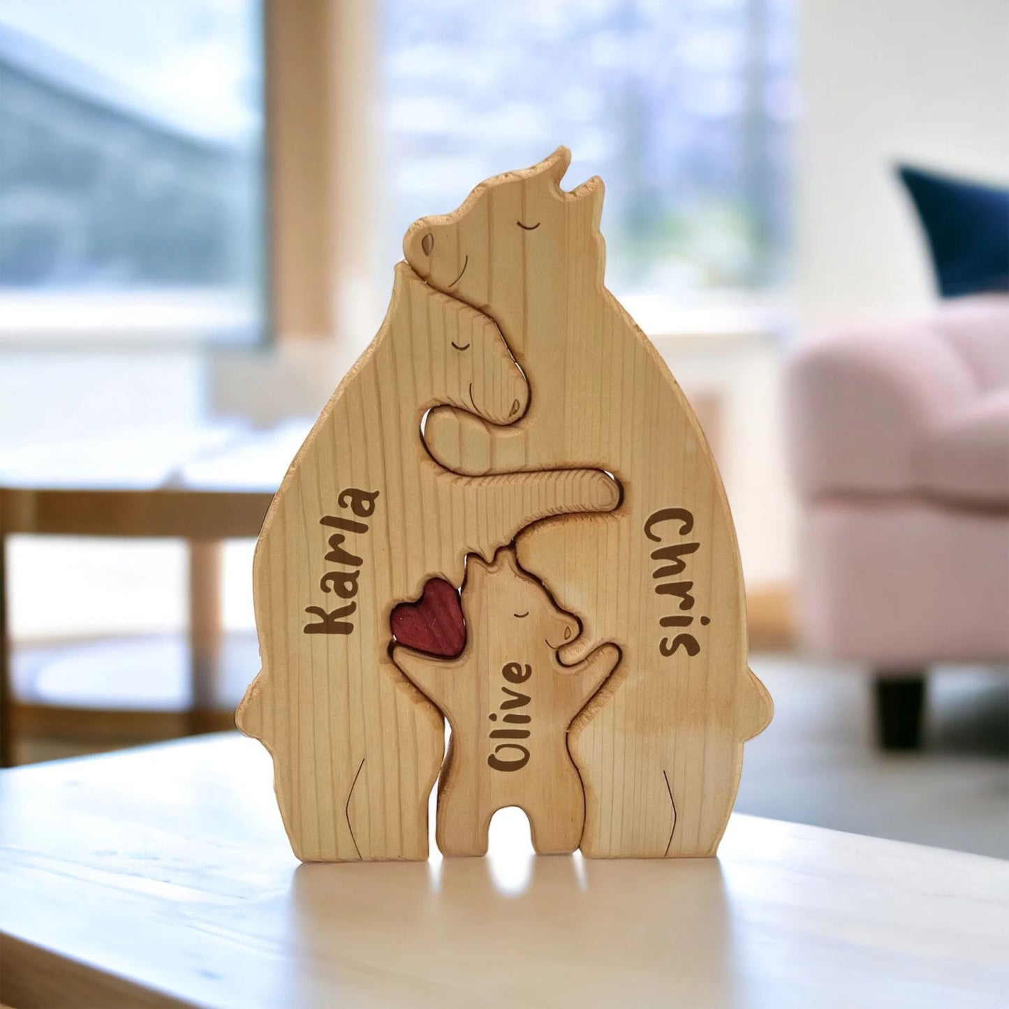 Personalisierte Holzbären-Puzzle, Familiengeschenk