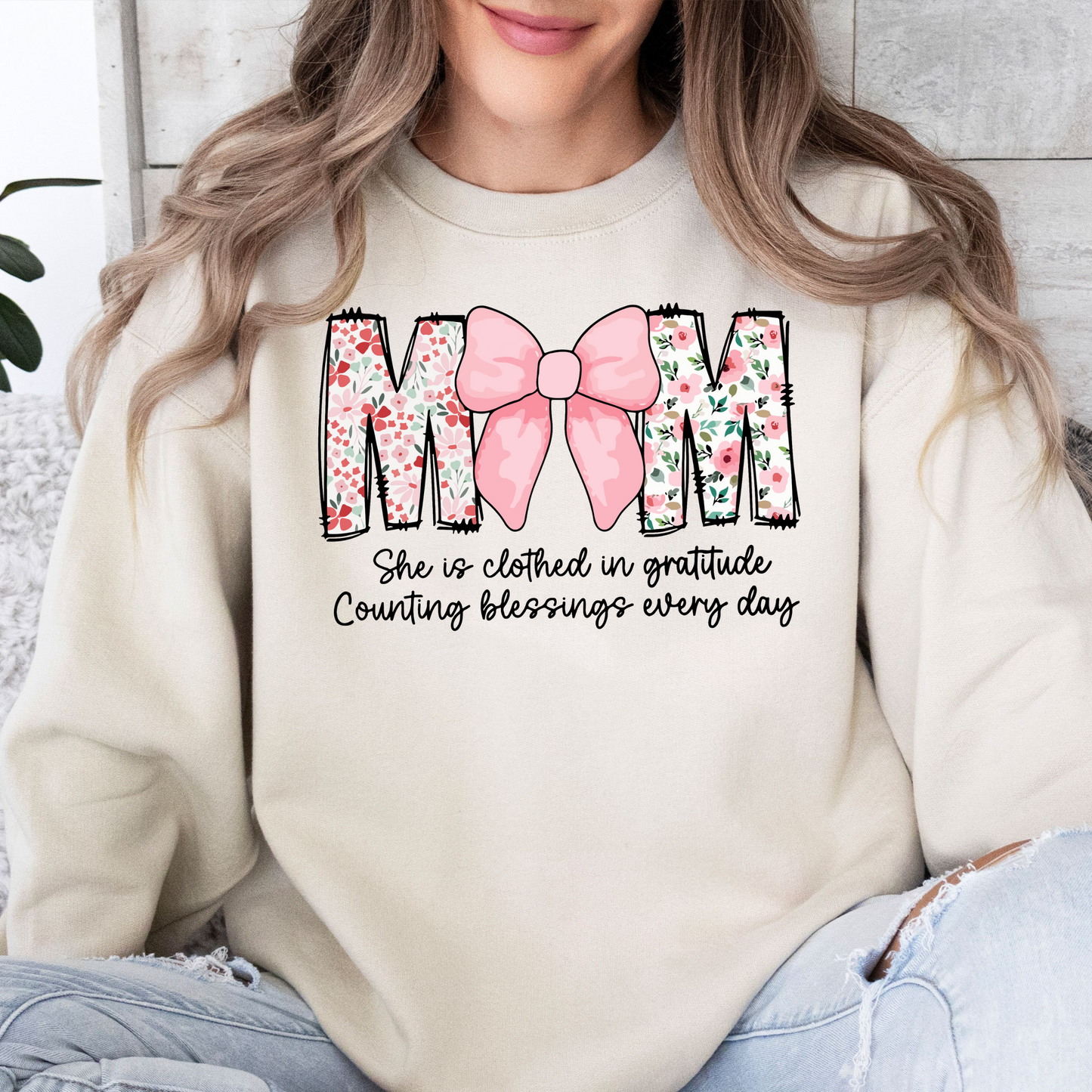 Clothed in Gratitude – Empowering Religious Quote for Moms