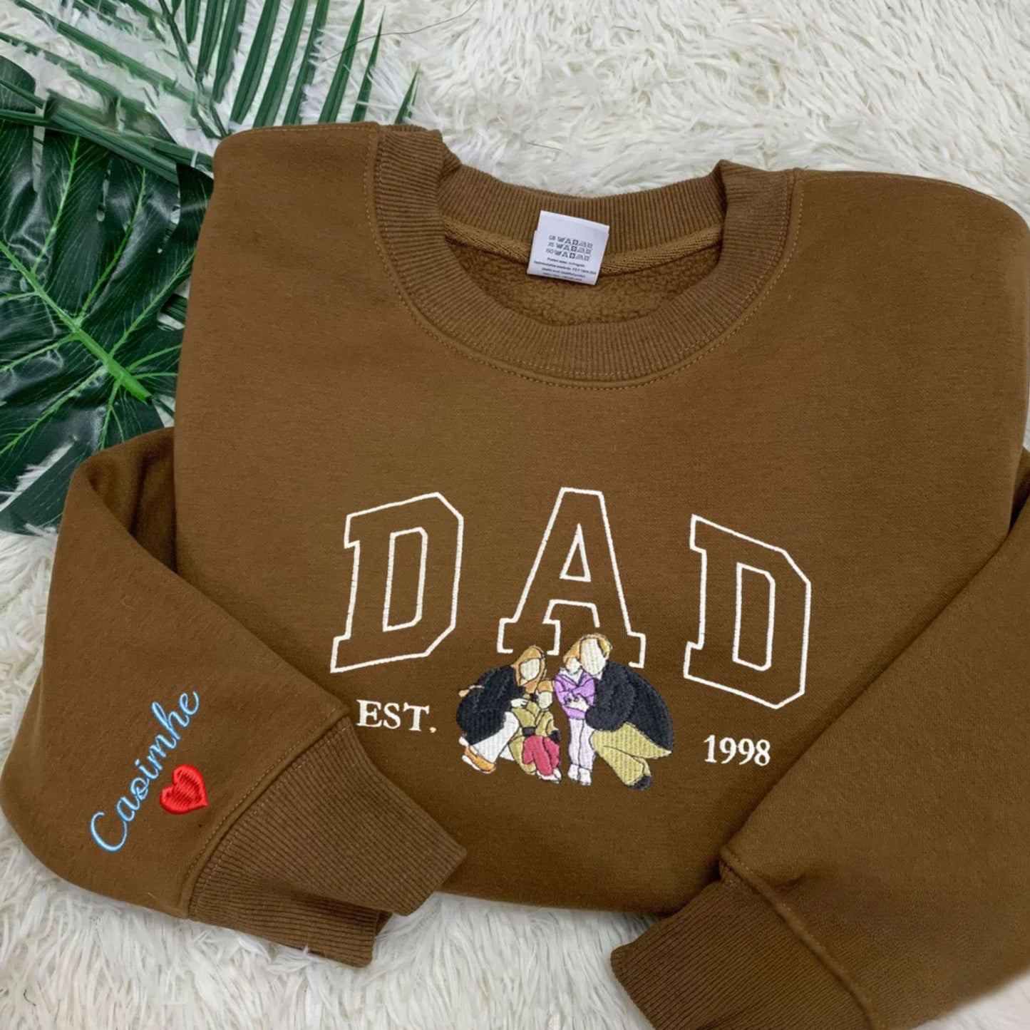 Individuelles Papa Porträt mit Foto Shirt - Personalisiertes Besticktes Papa Sweatshirt