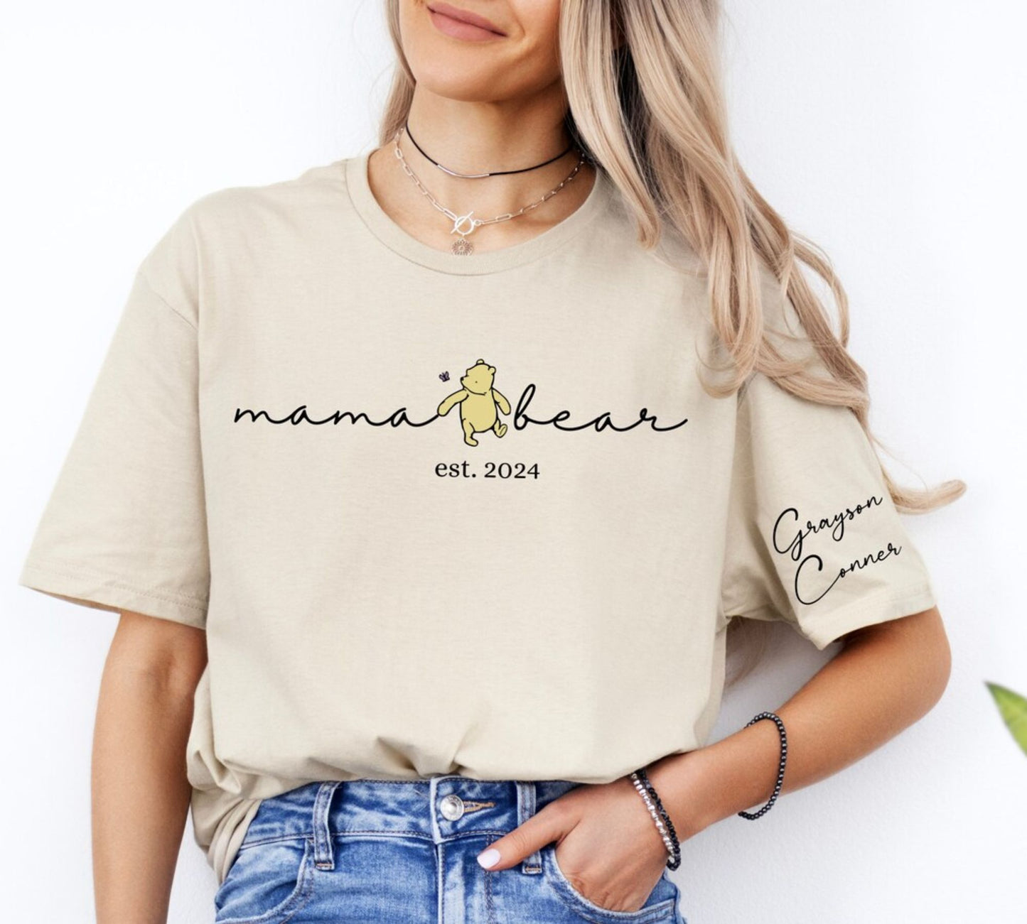 Personalisiertes Mama Bär Winnie Puuh Sweatshirt – Individuelles Mama Shirt