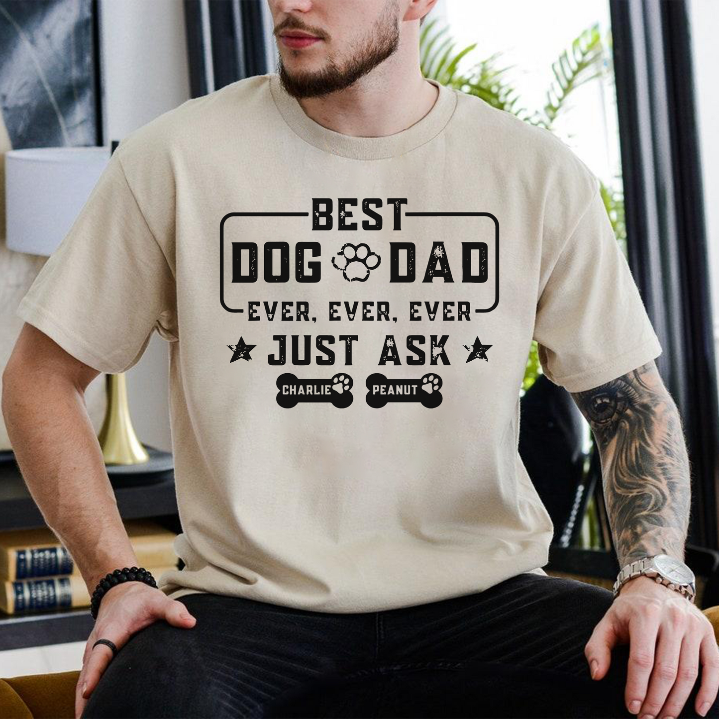 Personalized Best Dog Dad Ever Shirt - Custom Dog Names