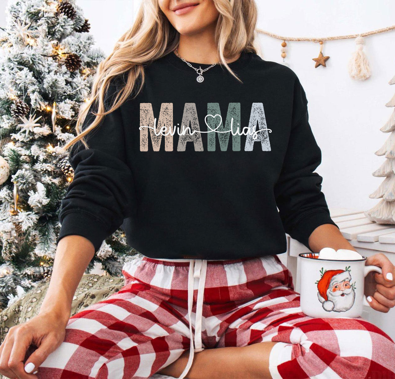 Personalisierter Mama Sweatshirt mit Kindernamen, Geschenk für Mama
