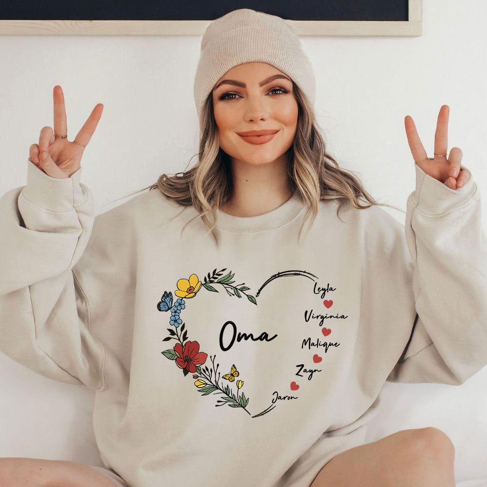 Personalisiertes Oma Sweatshirt - Oma Geschenk mit den Namen der Enkelkinder