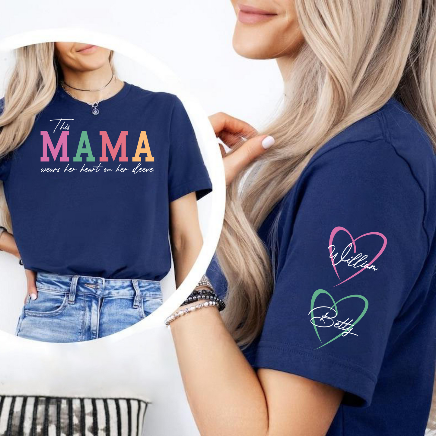 Custom 'Heart on Sleeve' Mama Sweatshirt with Names on Sleeves