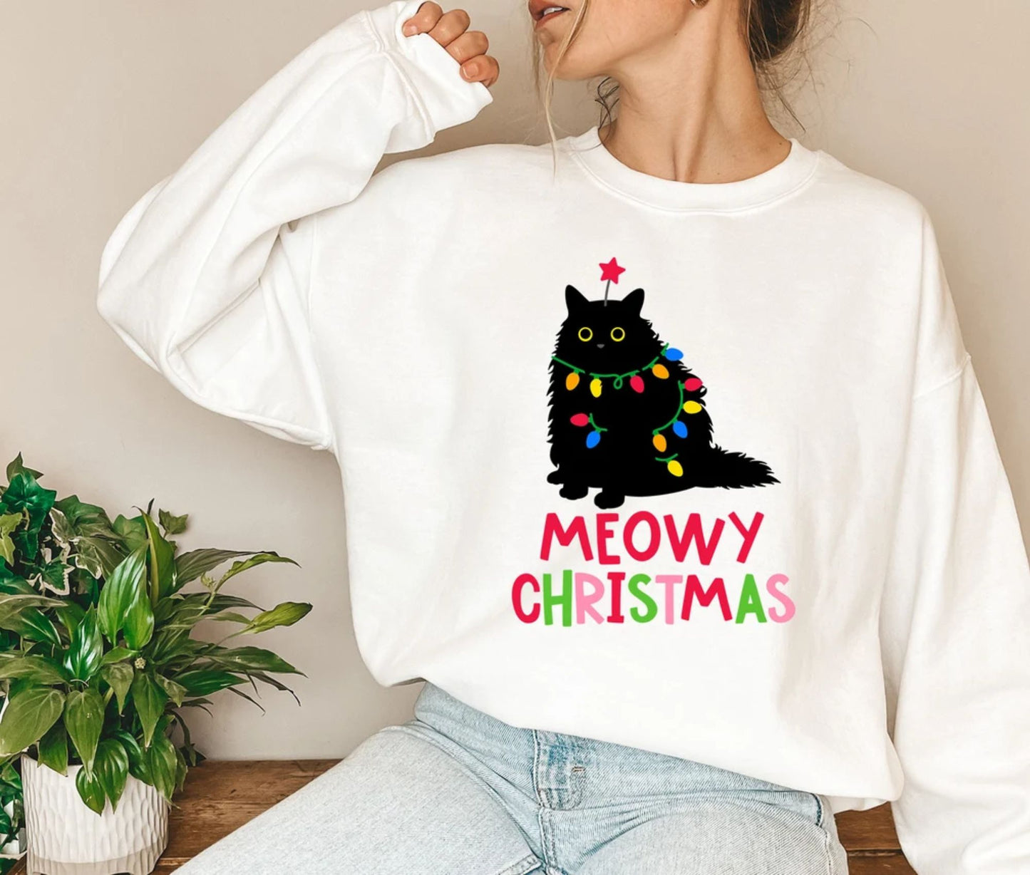 Meowy Christmas Sweatshirt - Weihnachtsgeschenk für Katzenliebhaber