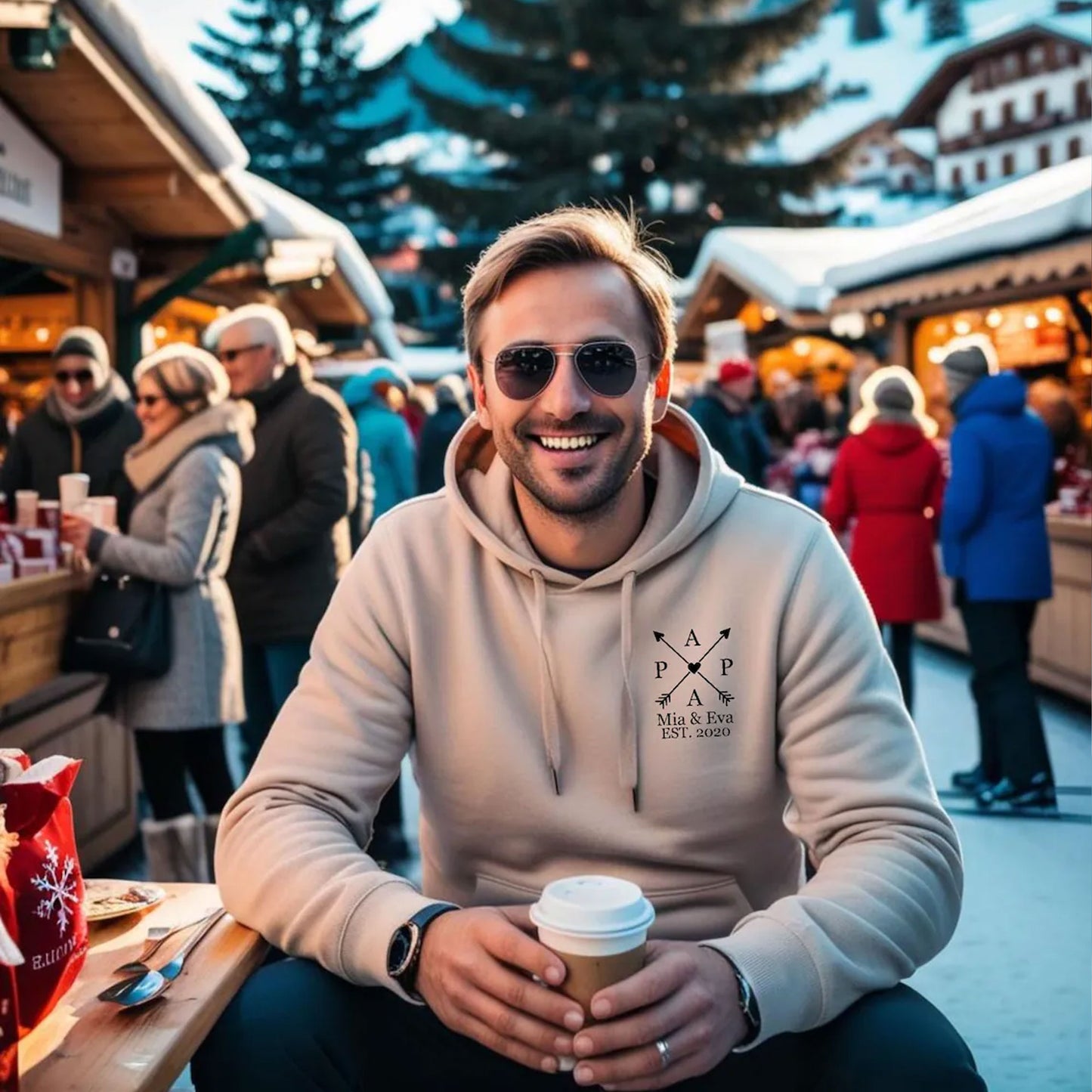 Personalisierter Papa Hoodie mit Kindernamen – Geschenk für Vater