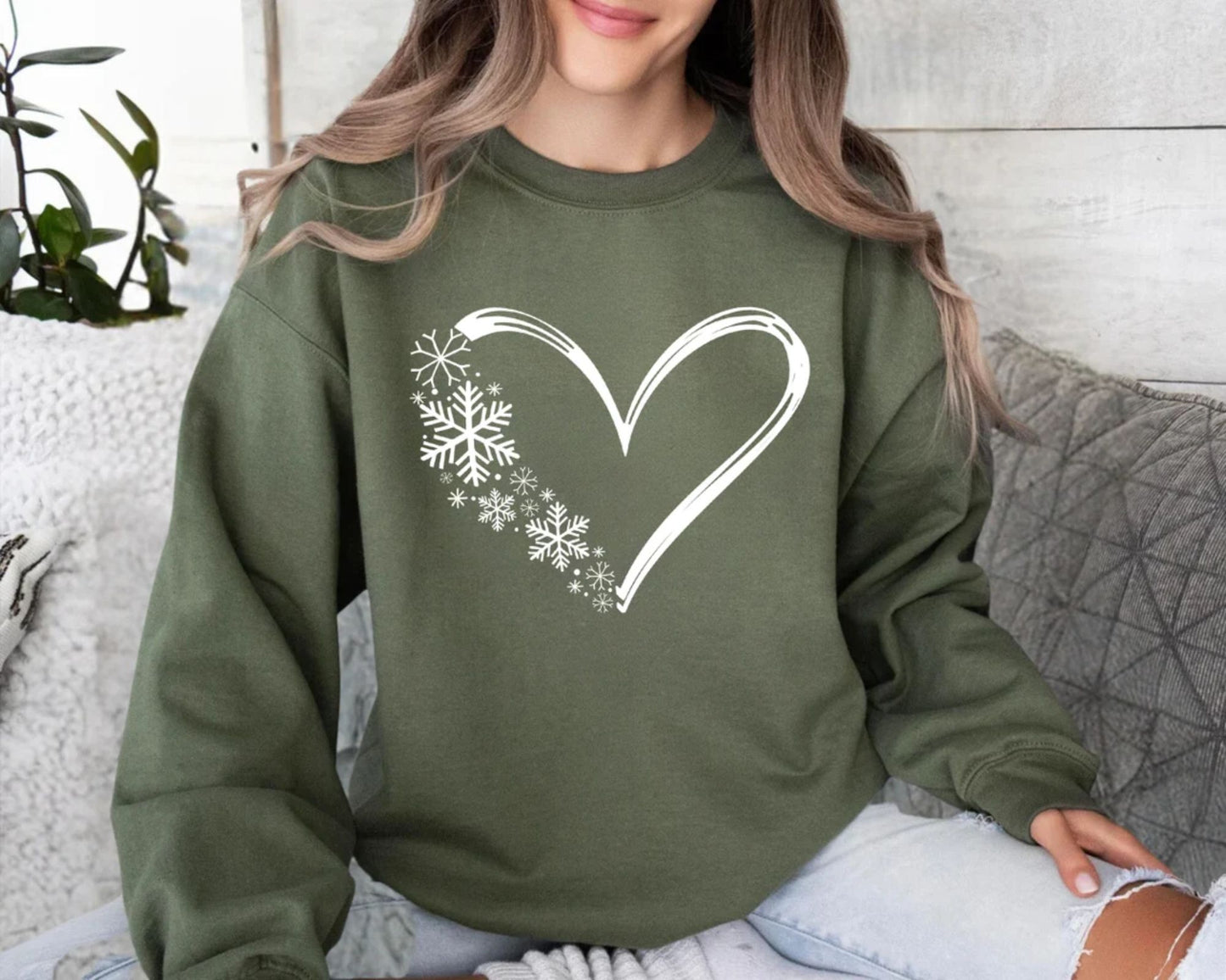 Schneeflocken-Herz Sweatshirt - Weihnachtsgeschenk