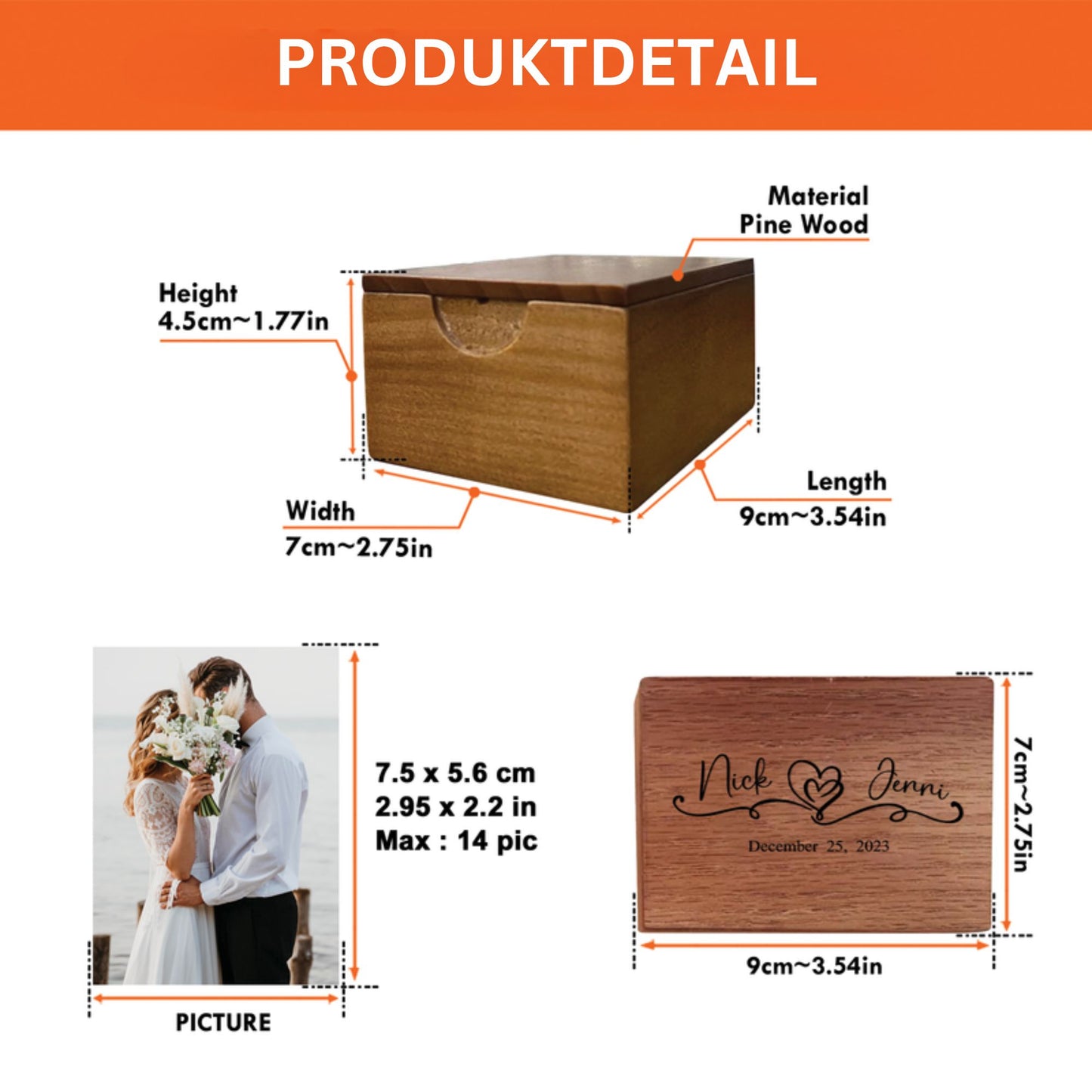 Erinnerungen-Schatzkiste: Personalisiertes Fotoalbum im Holzkasten - Ideales Geschenk