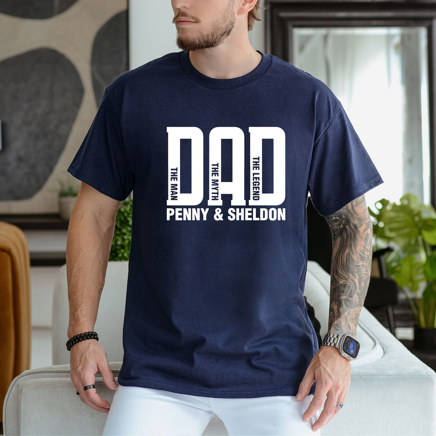 Personalisiertes Papa-Shirt mit Kindernamen - Geschenk zum Vatertag und Weihnachten
