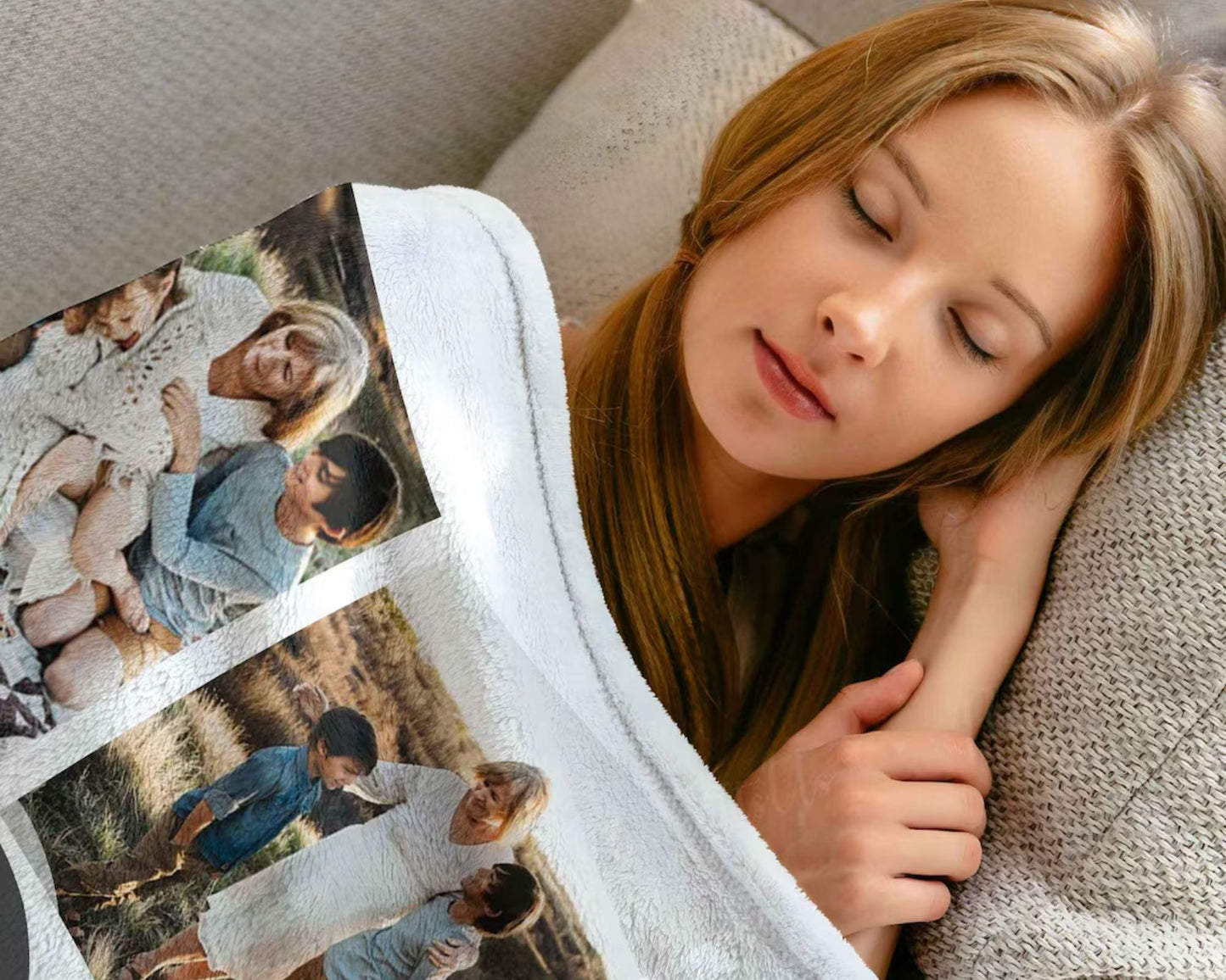 Personalisierte Fotocollage Oma Decke - Geschenk für Oma