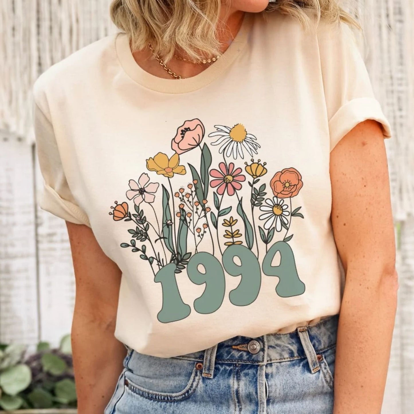Personalisiertes Wildblumen Geburtstagssweatshirt, 30. Geburtstagssweatshirt - 1994 Geburtsjahr Nummer Shirt für Frauen
