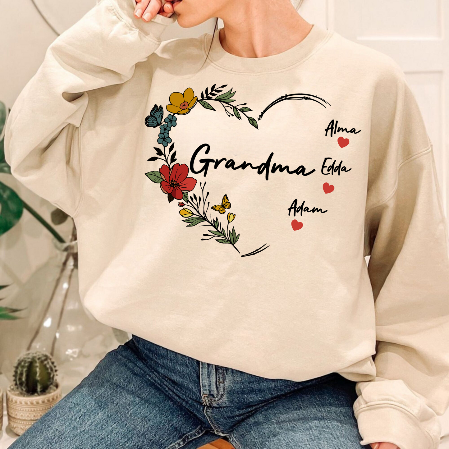 Personalisiertes Oma Sweatshirt - Oma Geschenk mit den Namen der Enkelkinder