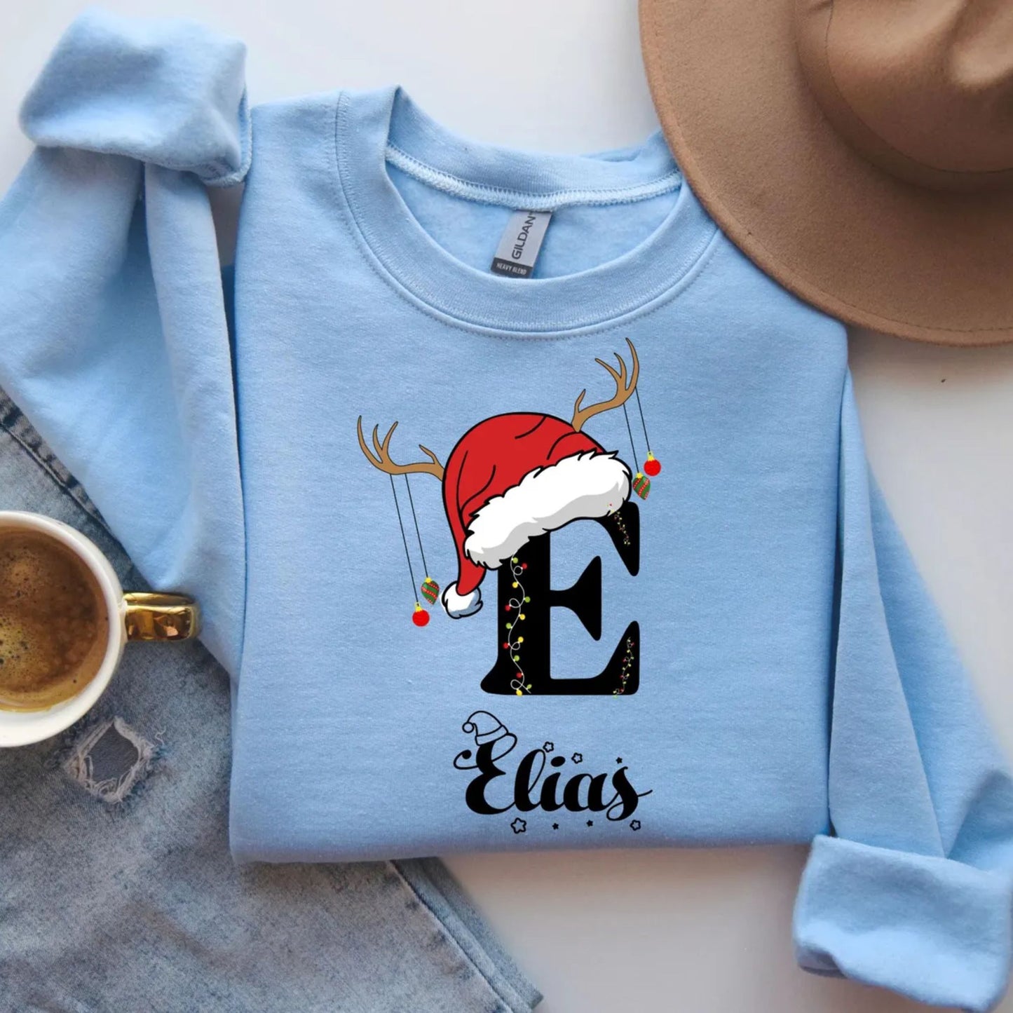 Familien-Weihnachts-Sweatshirt mit Namen, Personalisiertes Weihnachts-Familien-Hoodie