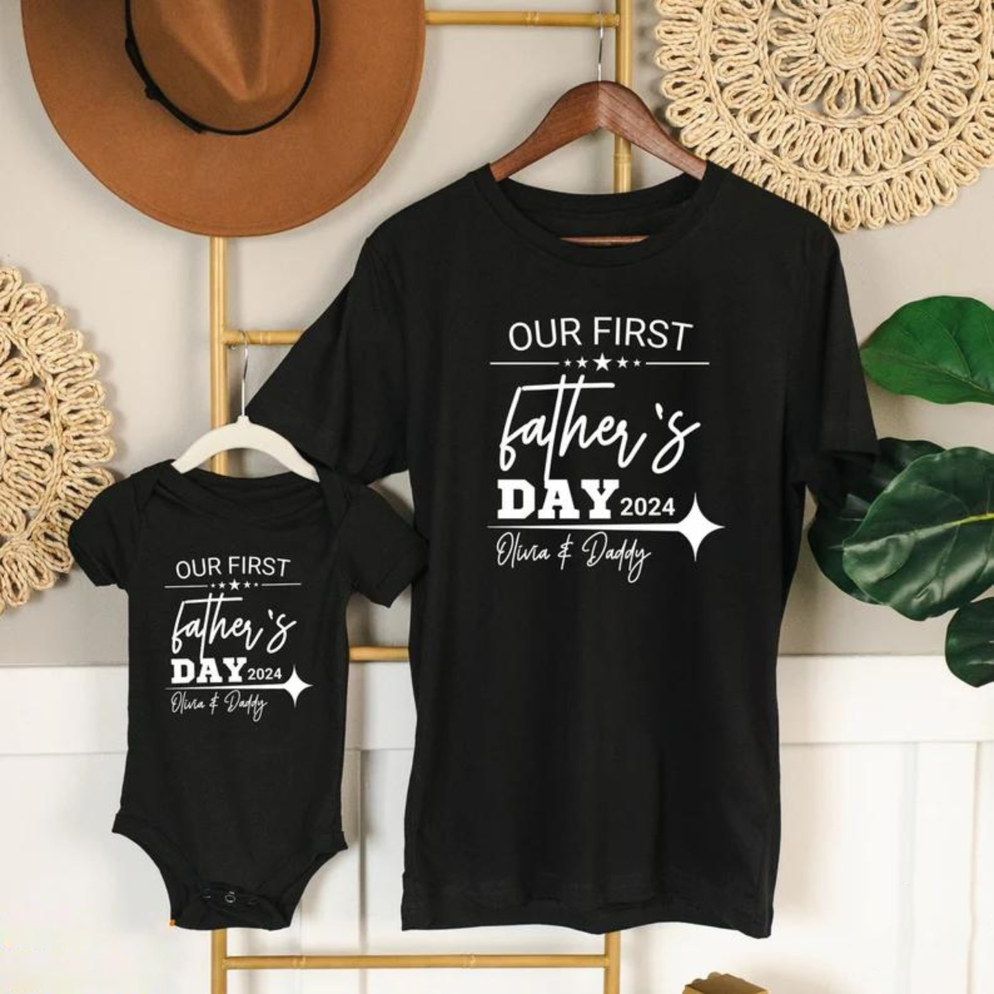 Unser Erster Vatertag - Personalisiertes T-Shirt und Body, Vatertagsgeschenk