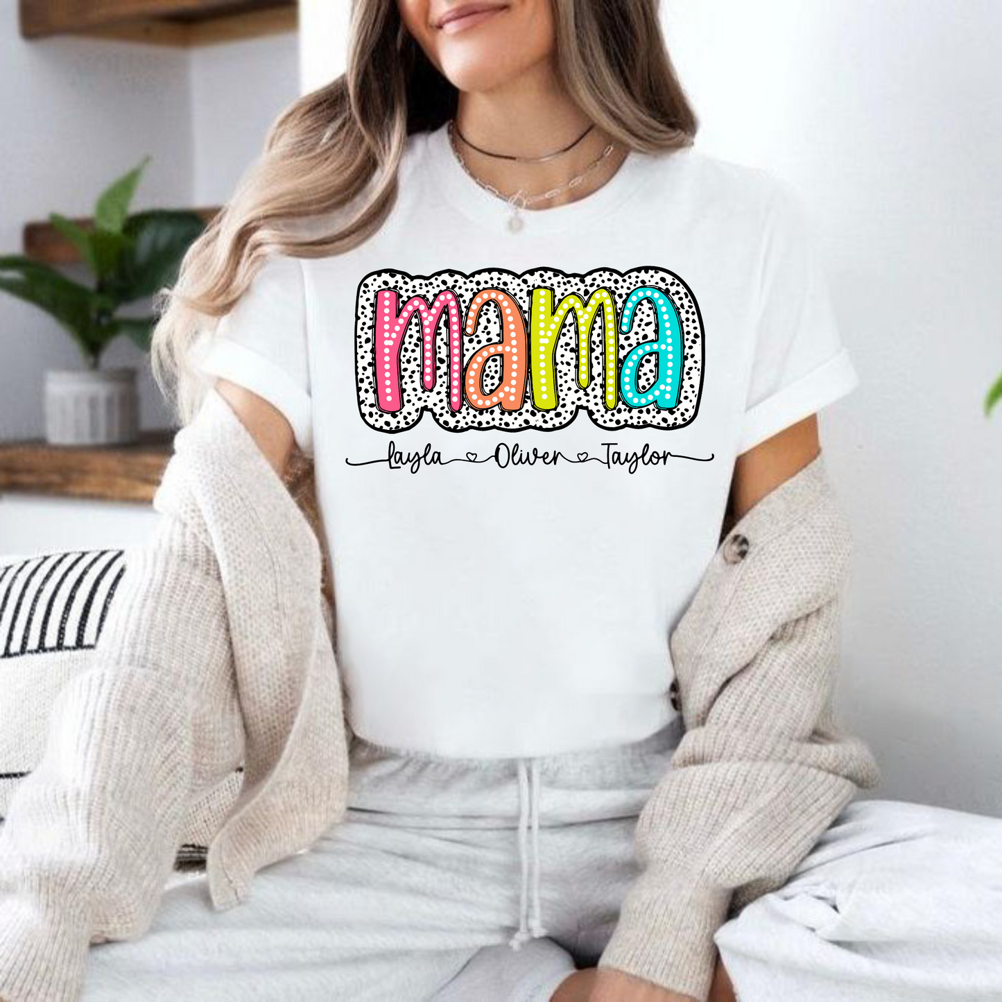 Personalisierte Mama Dalmatiner Design - Muttertags Geschenk mit Kindernamen