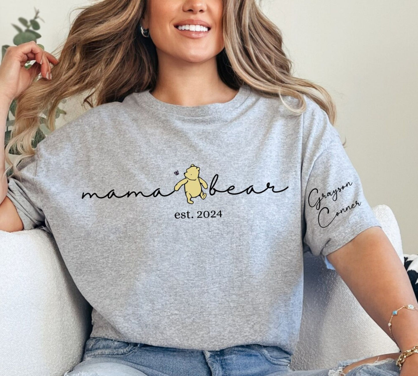 Personalisiertes Mama Bär Winnie Puuh Sweatshirt – Individuelles Mama Shirt