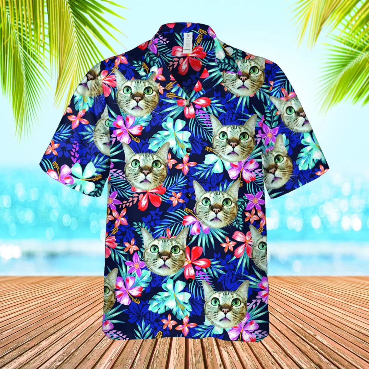 Personalisiertes Foto Hawaiihemd, Gesichtsurlaub Tropisches Musterhemd für Männer und Frauen