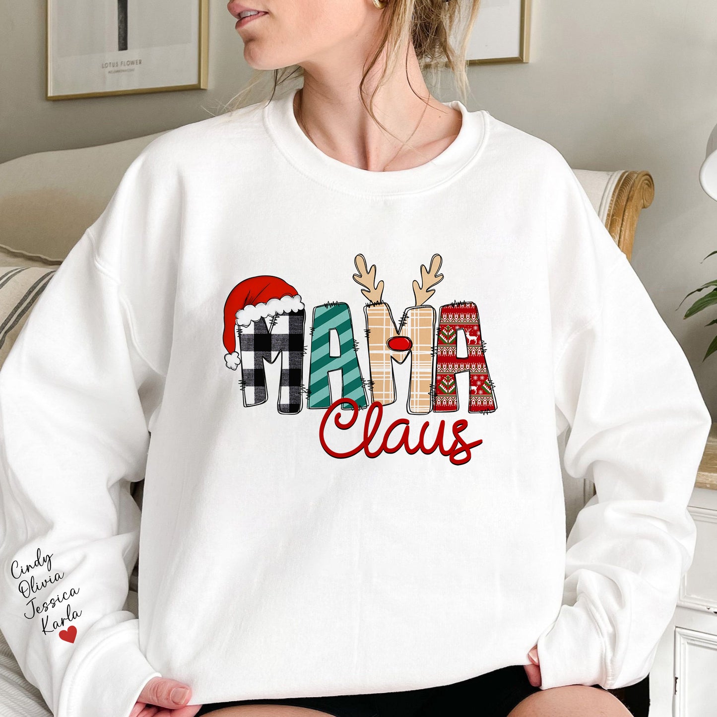 Personalisierter Mama Claus Sweatshirt und Hoodie - Persönliches Weihnachtsgeschenk für Mama