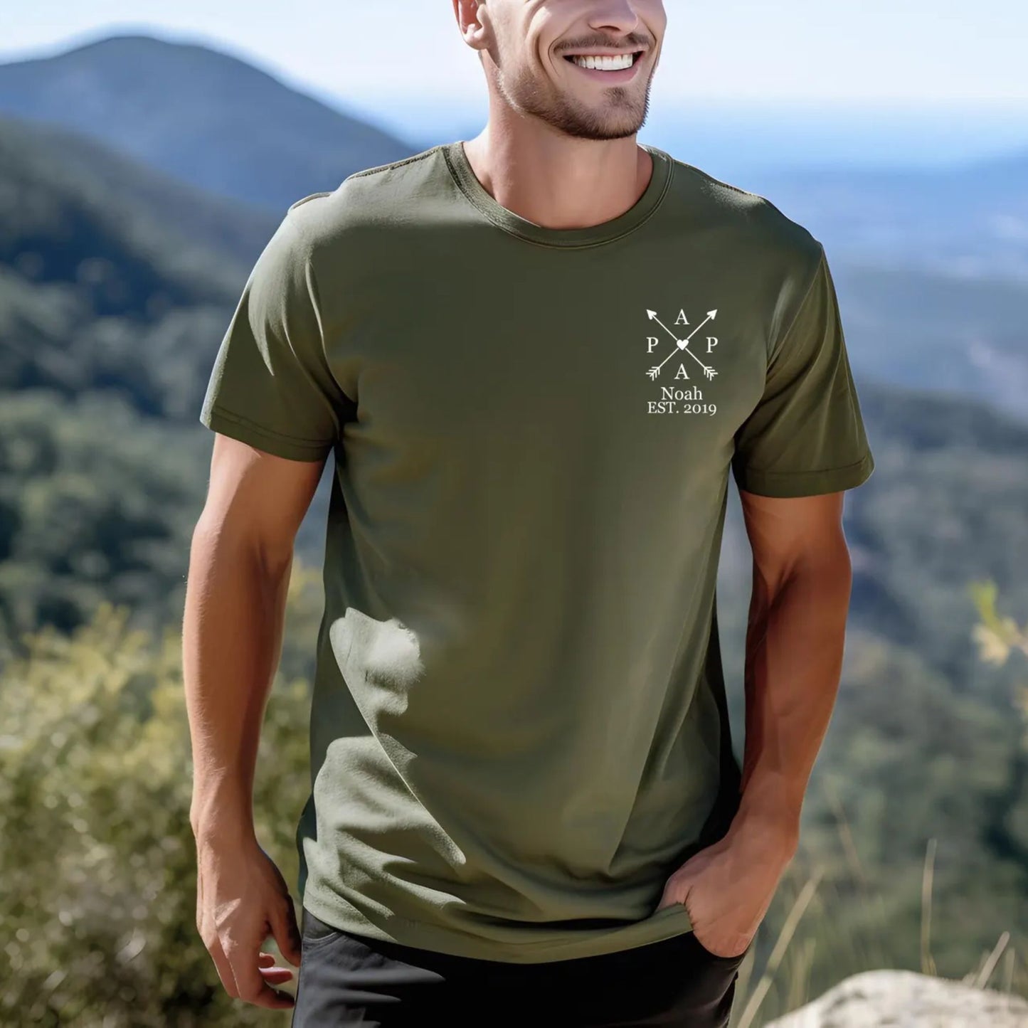 Papa-Edition: T-Shirt mit dem Namen des Kindes und Geburtsjahr – Vatertagsgeschenk