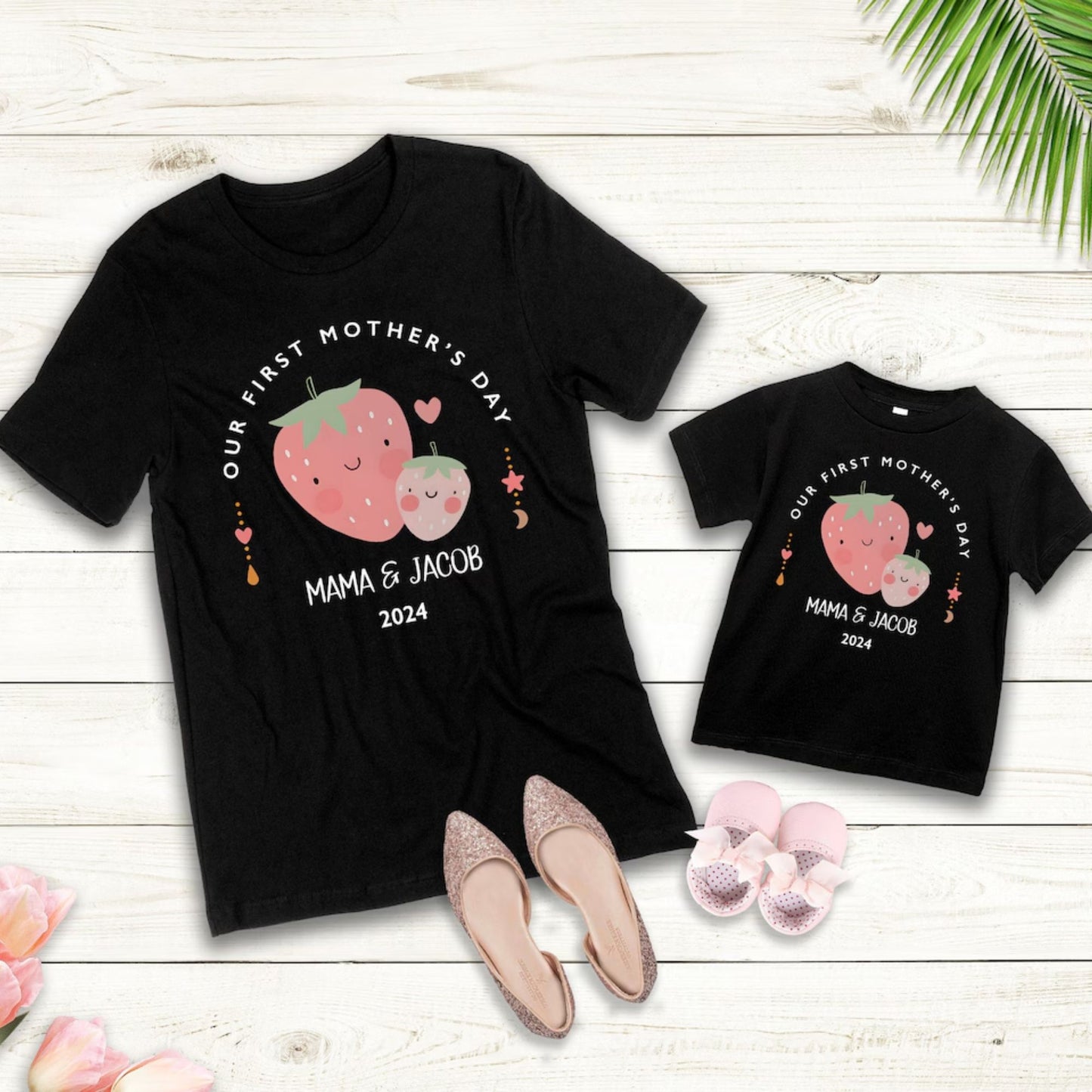 First Mother's Day Matching Mom And Baby Shirt And Bodysuit