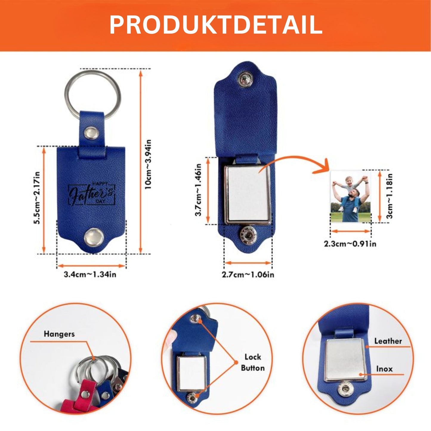 Lieber Papa großartige Arbeit, wir sind fantastisch - Personalisierter Leder Foto Schlüsselanhänger