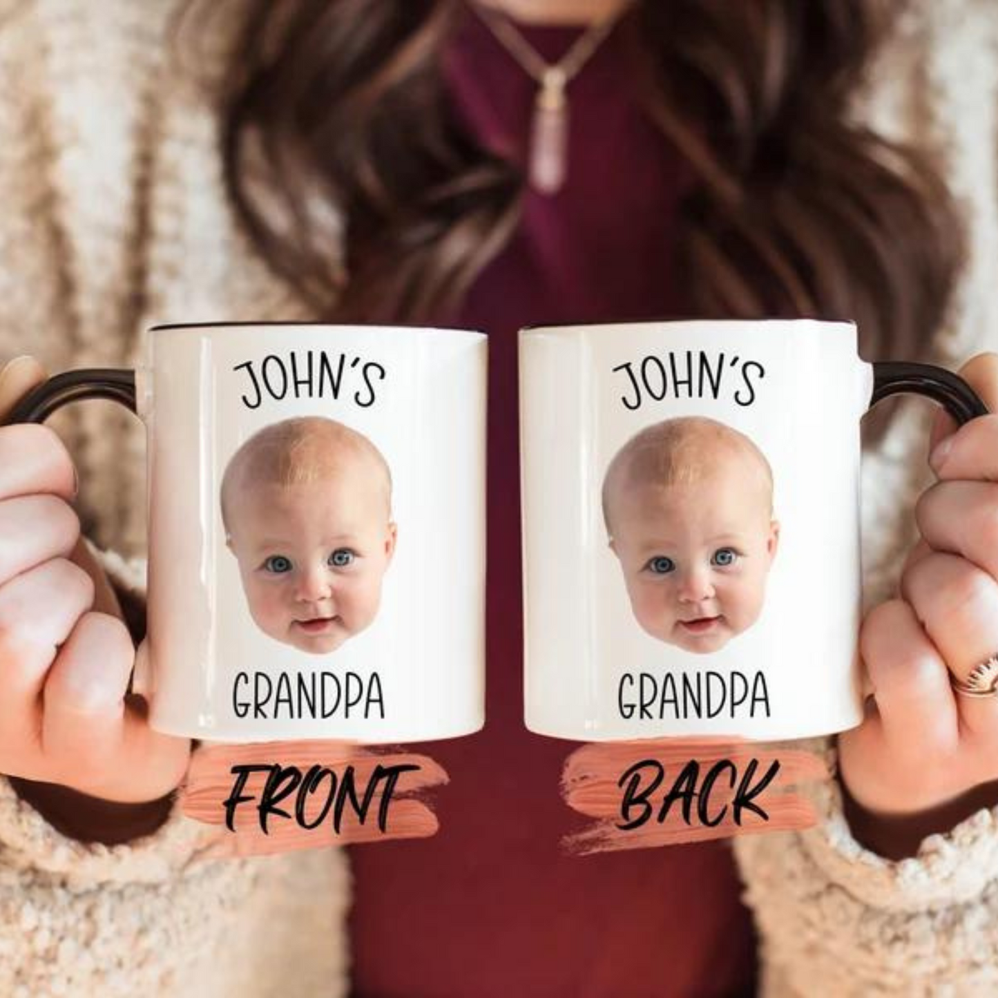 Personalisierte Babygesicht Kaffeetasse - Geburtstagsgeschenk für Opa