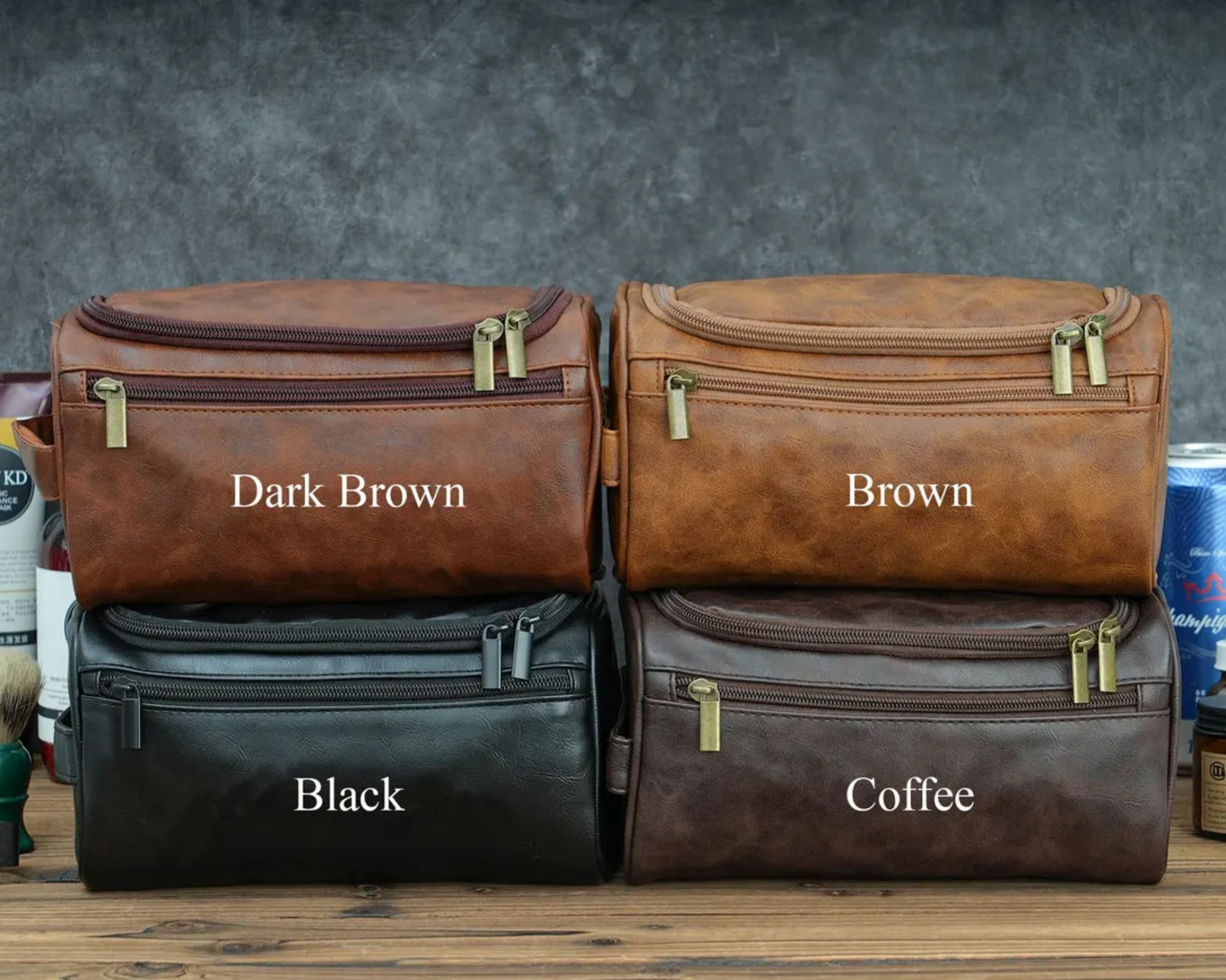 Personalisierte Herren-Leder-Kulturtasche – Geschenk für Ihn