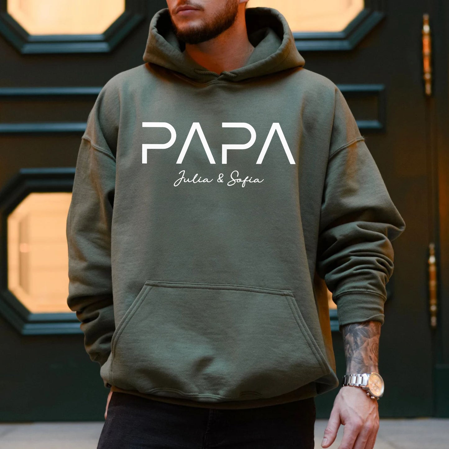Personalisiertes Papa-Hoodie mit den Namen der Kinder - Geschenk für Papa