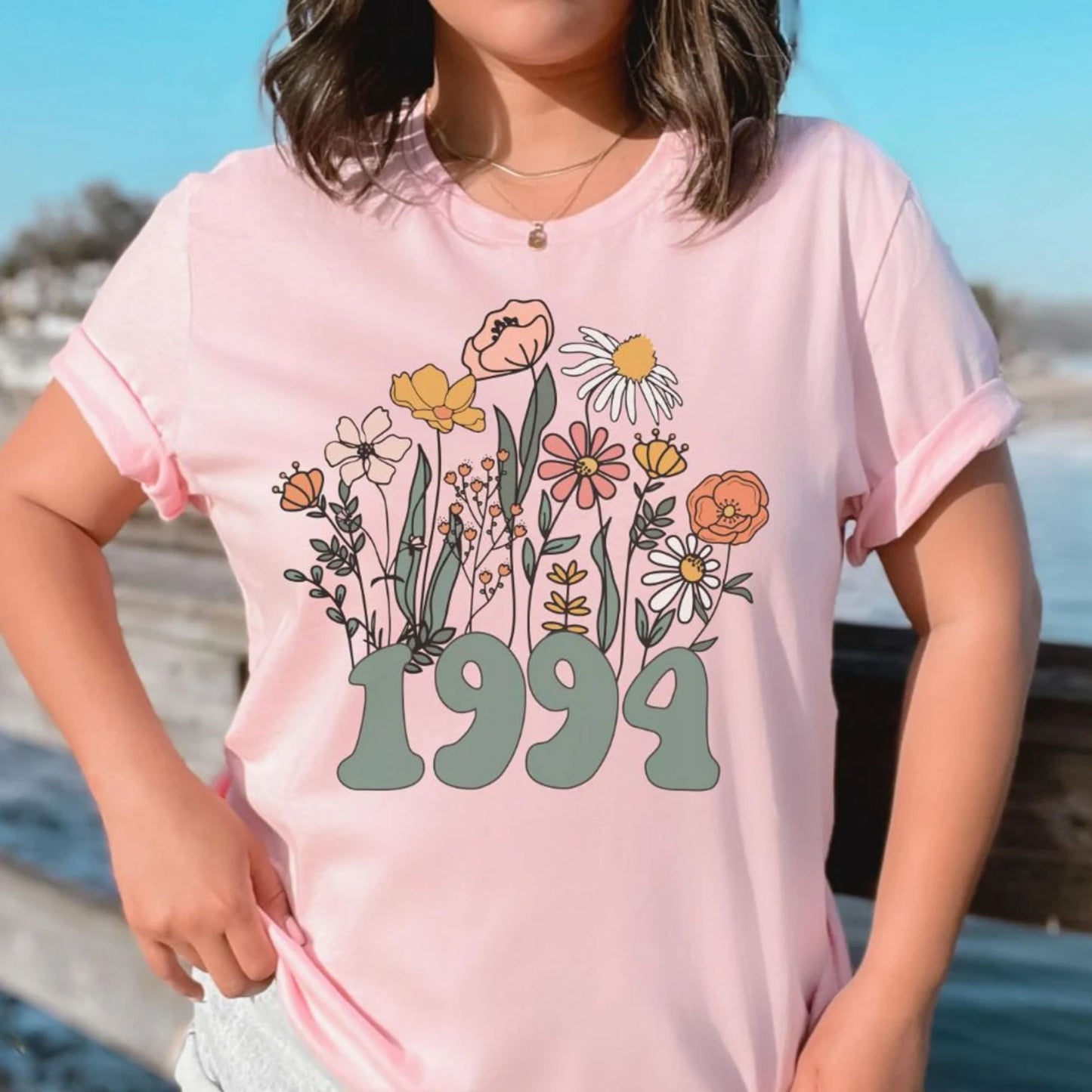 Personalisiertes Wildblumen Geburtstagssweatshirt, 30. Geburtstagssweatshirt - 1994 Geburtsjahr Nummer Shirt für Frauen