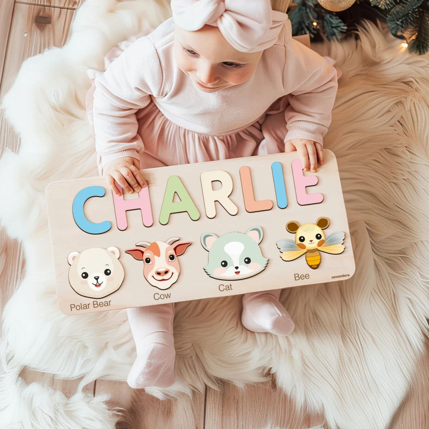 Tiere-Puzzle für Mädchen und Jungen, handgefertigtes Namenspuzzle - Baby-Weihnachtsgeschenk