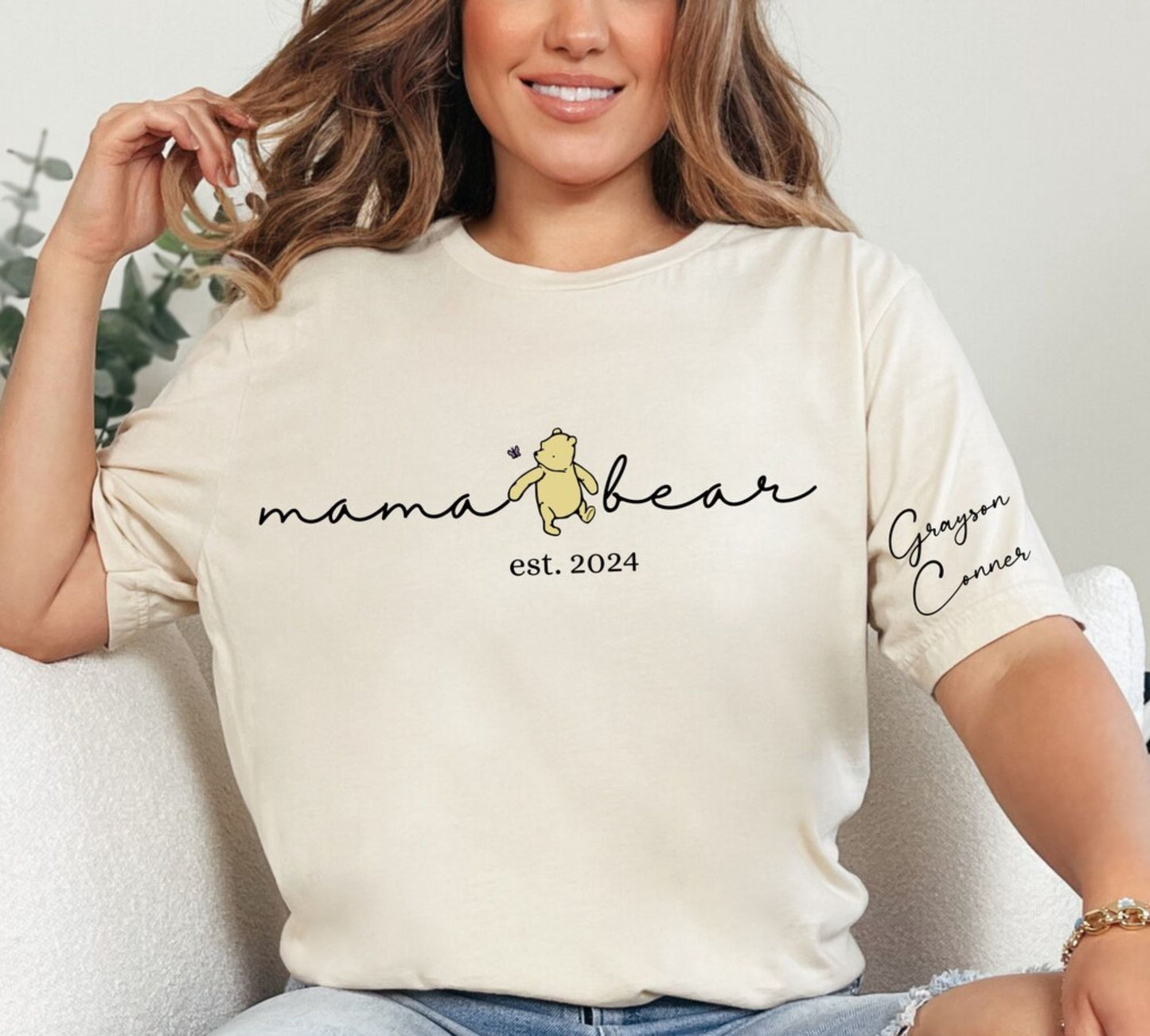 Personalisiertes Mama Bär Winnie Puuh Sweatshirt – Individuelles Mama Shirt