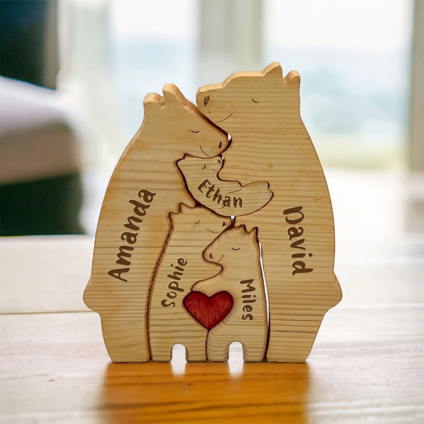 Personalisierte Holzbären-Puzzle, Familiengeschenk