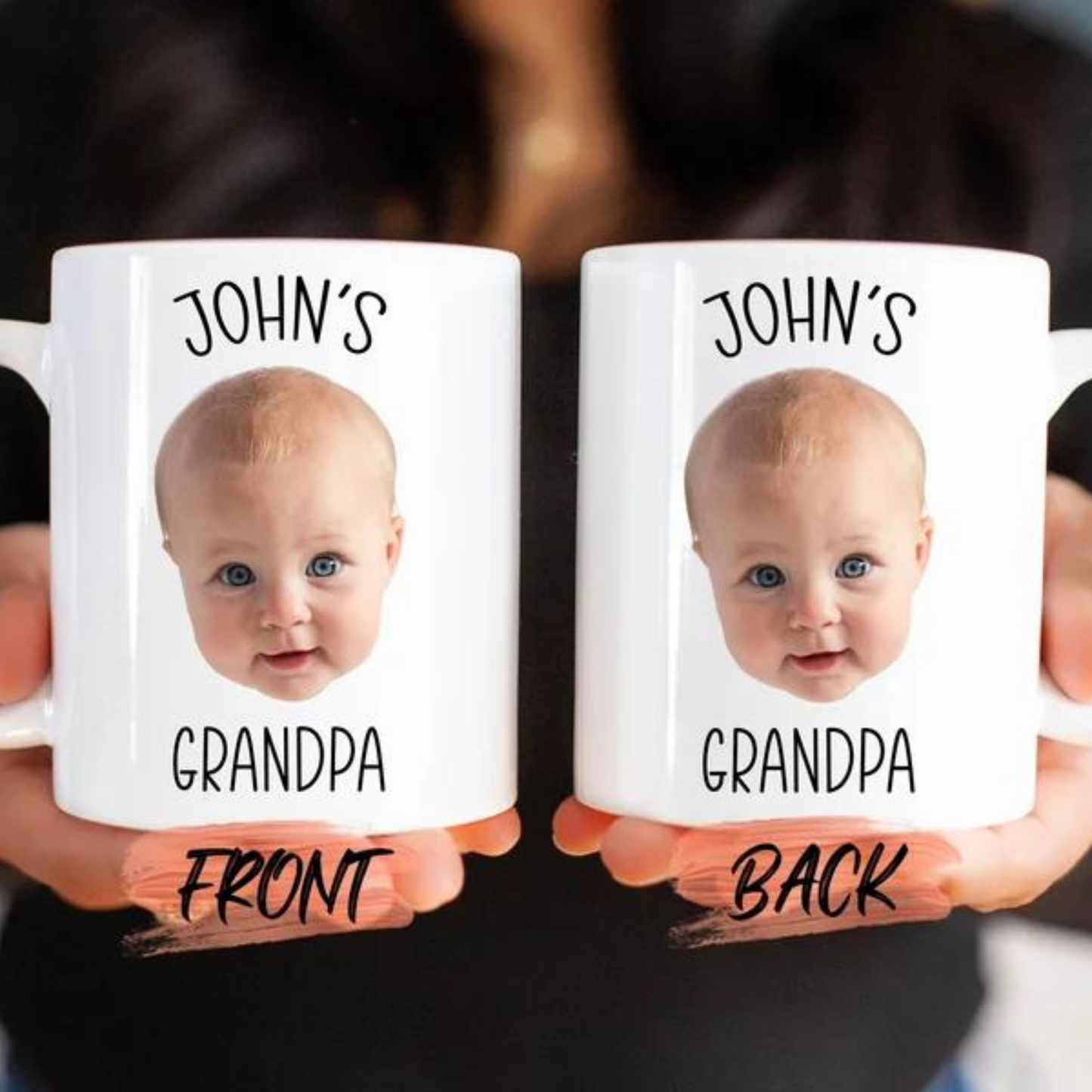 Personalisierte Babygesicht Kaffeetasse - Geburtstagsgeschenk für Opa