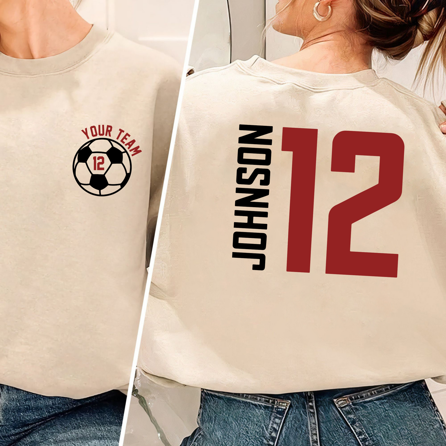 Personalisierte Fußballmama-Trikots – Feiern Sie 'Ihr Team' mit Namen und Nummer